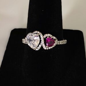 NWT Pandora Icon Halo Hearts Ring with Sparkling Accents Sz 7